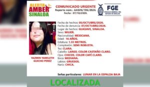 Localizan con vida a Yazmin Yamileth Guicho Pérez, adolescente reportada en Guasave